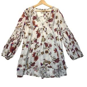 Free People - Just the Two of Us | Women's Medium Ivory Crocheted Tunic Dress